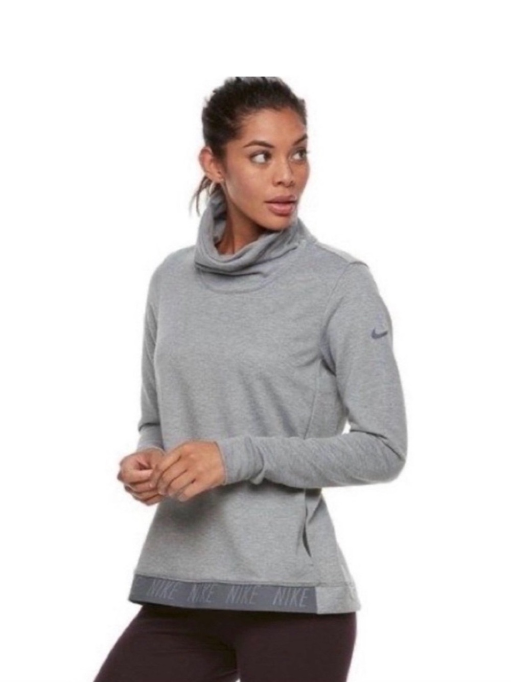 Nike Women's Light Gray Cowl Neck Pullover Sweater
